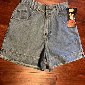 Vintage 1996 NOSWT No Boundaries Denim High Waist Shorts Fold-Up Hem Size 9 Jr